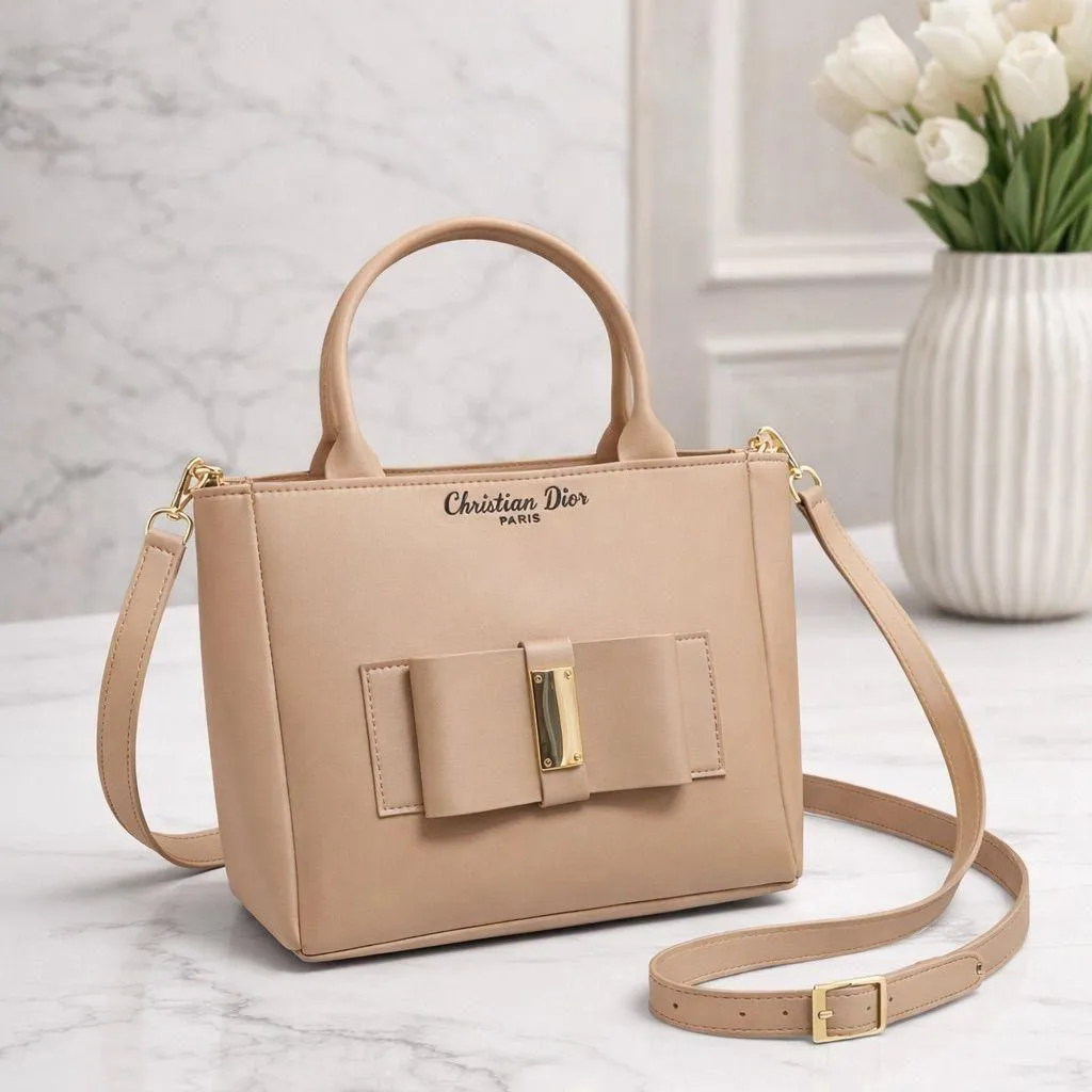 Beige Leather Shoulder Bag