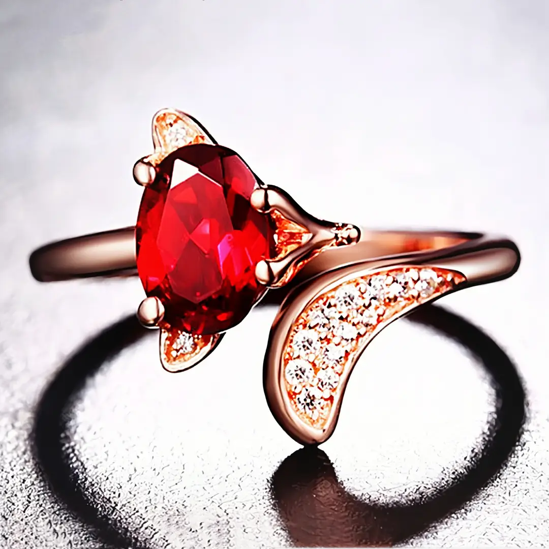 Rose Gold Fox Charm Ring