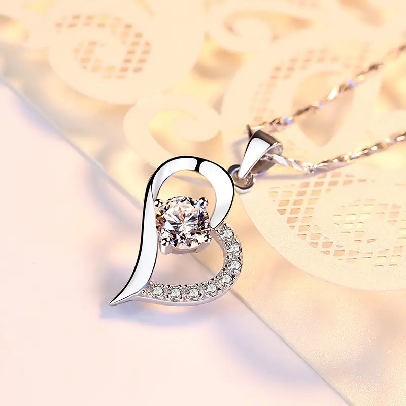 Silver Love Pendant Necklace for Women
