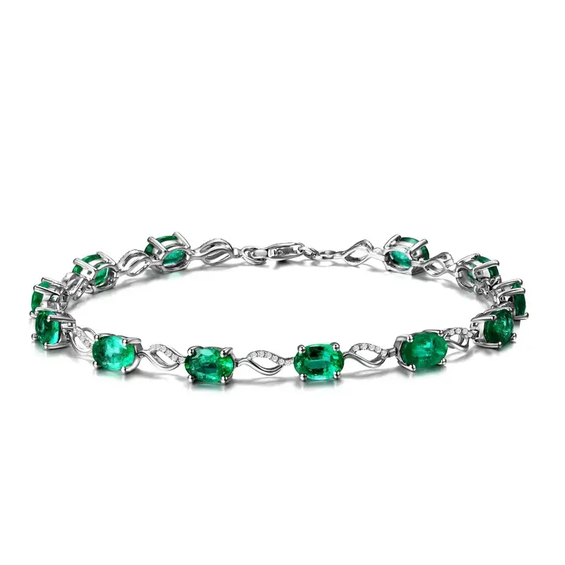 Emerald Bracelet Silver Plated Green Stones
